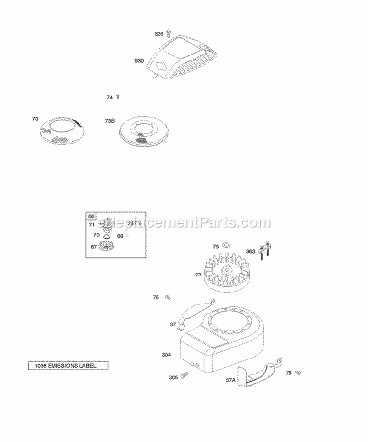 Blower HousingShrouds Flywheel Diagram and Parts List for 09C902-0333-01  Briggs and Stratton Engine